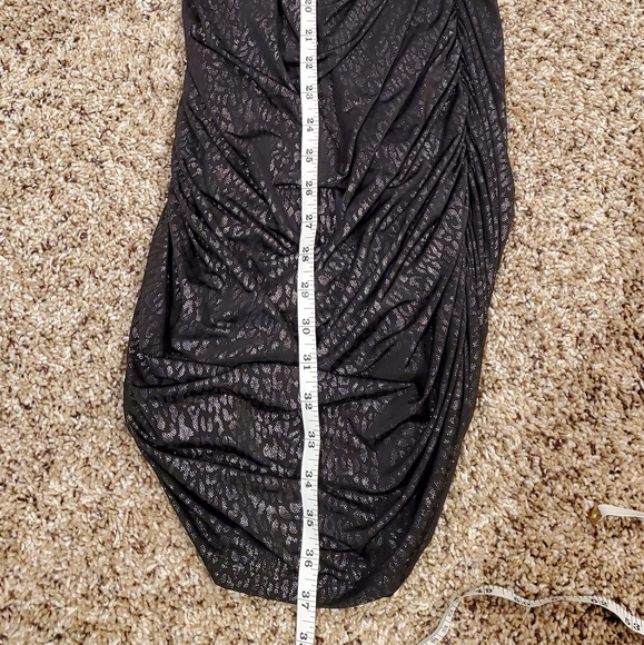 Forever 21 Asymetrical Cinched Black with Silver Shimmer Leopard Print Dress - Picture 7 of 12